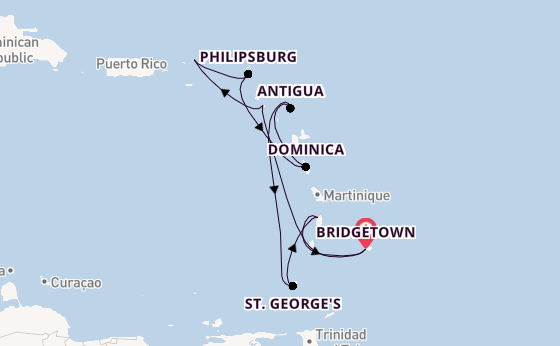 Southern Caribbean from Bridgetown, Barbados with the Arvia
