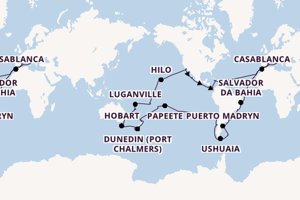 Round-the-World Trip from Rome (Civitavecchia), Italy with the MSC Magnifica