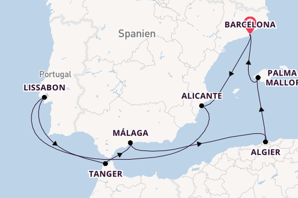 Mittelmeer ab Barcelona, Spanien auf der EXPLORA I