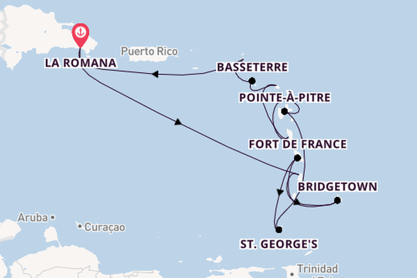 Caribbean vanaf La Romana, Dominicaanse Republiek met de Mein Schiff 2 