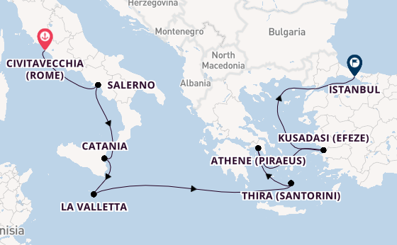 Middellandse Zee vanaf Civitavecchia (Rome), Italië met de Norwegian Viva