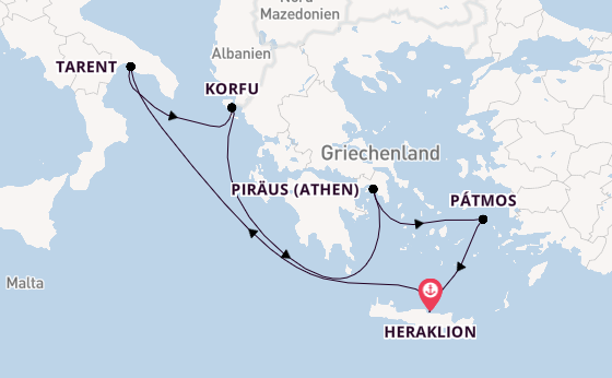 Östliches Mittelmeer ab Heraklion, Griechenland auf der Mein Schiff 5