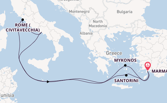 Mediterranean Sea from Marmaris, Turkey with the MSC Divina