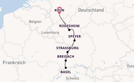 Rhein ab Köln, Deutschland auf der MS VistaGracia