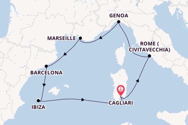 Western Mediterranean from Cagliari, Sardinia with the MSC Orchestra 