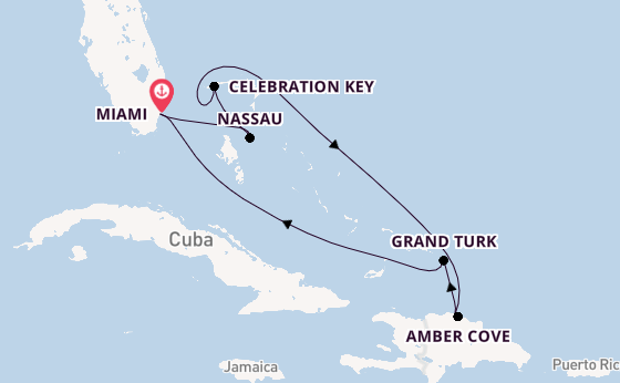 Caribbean from Miami, Florida with the Carnival Celebration