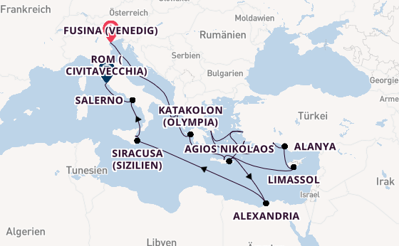 Mittelmeer ab Fusina (Venedig) auf der Azamara Journey