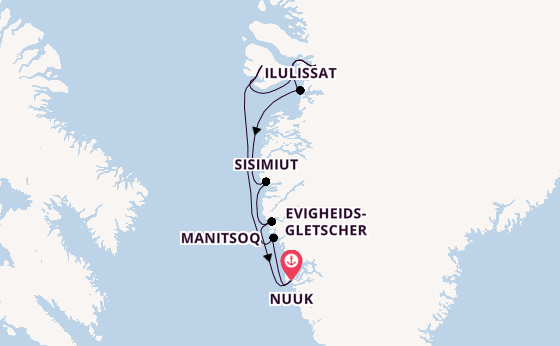 Arktis ab Nuuk, Grönland auf der Silver Wind