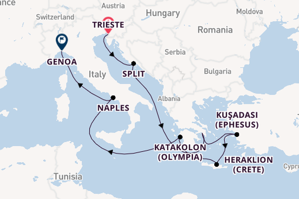 Mediterranean Sea from Trieste, Italy with the MSC Seaview