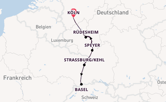 Rhein ab Köln, Deutschland auf der Amina