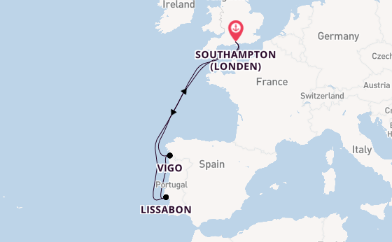 Engeland vanaf Southampton (Londen), Engeland met de Queen Anne