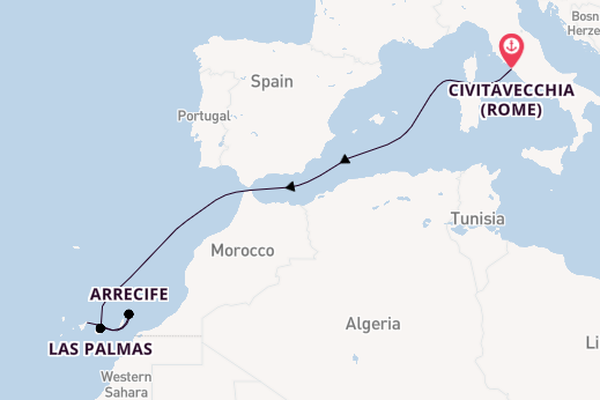 Canarische Eilanden vanaf Civitavecchia (Rome), Italië met de MSC Fantasia