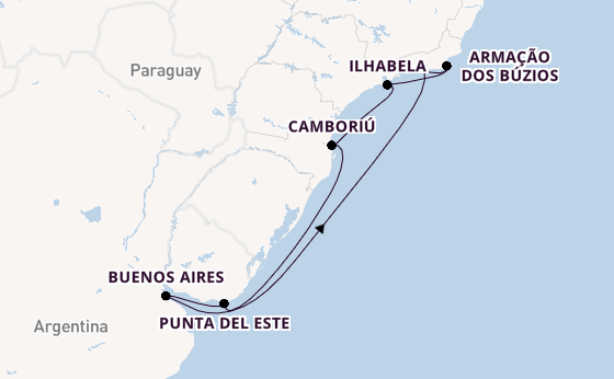 Brazilië vanaf Rio de Janeiro, Brazilië met de MSC Splendida