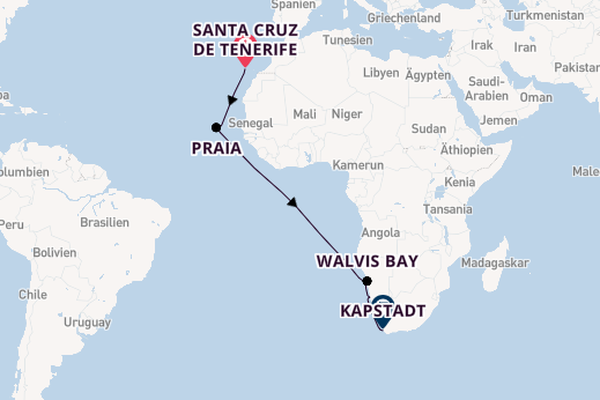 Südliches Afrika ab Santa Cruz de Tenerife, Spanien auf AIDAsol