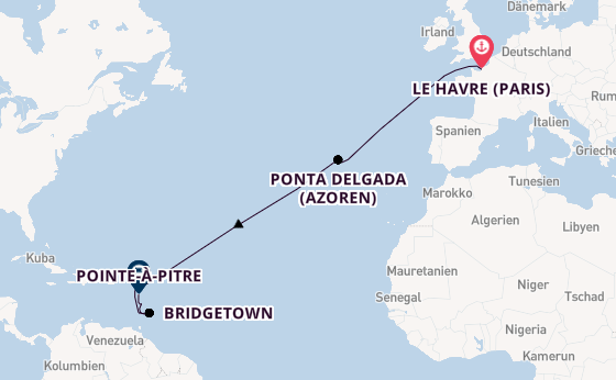 Südliche Karibik ab Le Havre (Paris), Frankreich auf der MSC Meraviglia