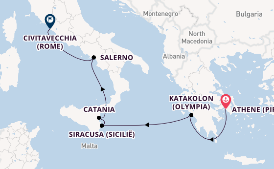 Middellandse Zee vanaf Athene (Piraeus), Griekenland met de Azamara Journey