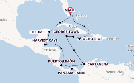 Western Caribbean from Miami, Florida, USA with the Norwegian Sun
