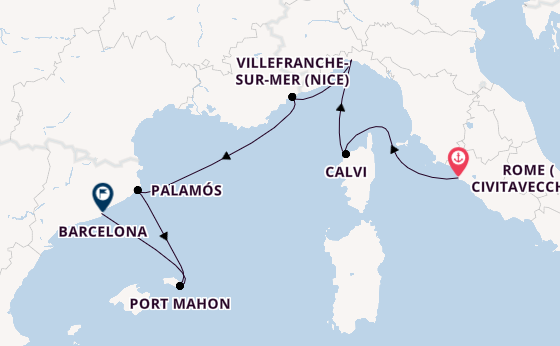 Western Mediterranean from Rome (Civitavecchia), Italy with the EXPLORA II
