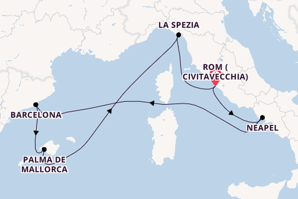 Westliches Mittelmeer ab Civitavecchia (Rom), Italien auf der Legend of the Seas