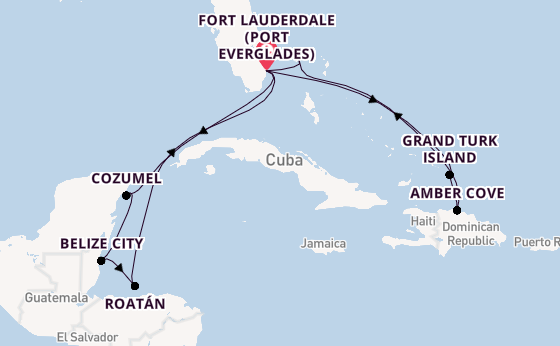 Caribbean from Fort Lauderdale (Port Everglades), Florida, USA with the Star Princess