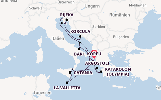 Mittelmeer ab Korfu, Griechenland auf AIDAblu