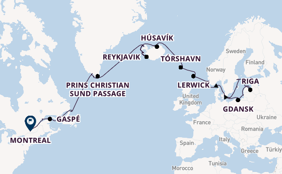 trans-Atlantisch vanaf Kopenhagen, Denemarken met de Seabourn Quest