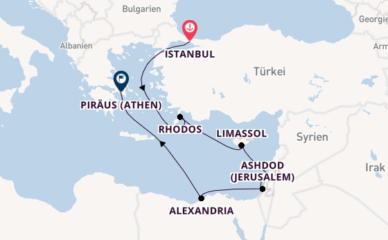 Östliches Mittelmeer ab Istanbul, Türkei auf der Seven Seas Mariner