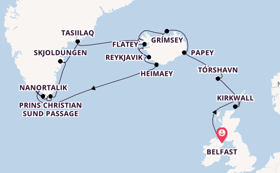 Arctica vanaf Belfast, Noord-Ierland met de Sabourn Venture 