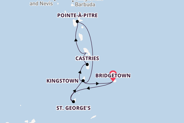 Southern Caribbean from Bridgetown, Barbados with the MSC Virtuosa