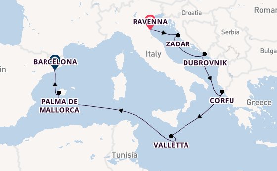 Mediterranean from Ravenna, Italy with the Mariner of the Seas