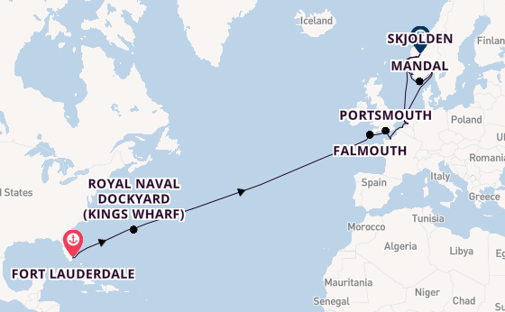 trans-Atlantisch vanaf Fort Lauderdale, Verenigde Staten met de Rotterdam