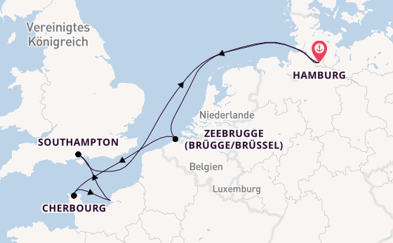 England ab Hamburg auf der MSC Preziosa