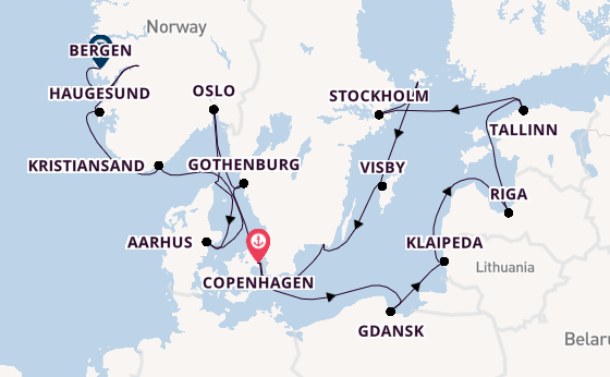 Norway from Copenhagen, Denmark with the Viking Saturn