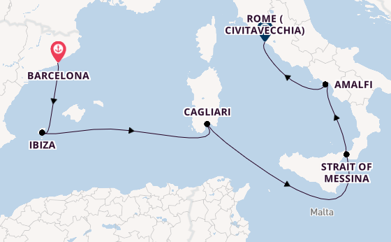 Western Mediterranean from Barcelona, Spain with the Queen Victoria
