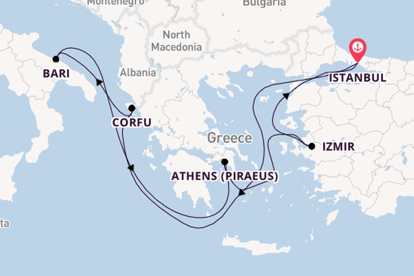 Mediterranean Sea from Istanbul, Turkey with the MSC Lirica