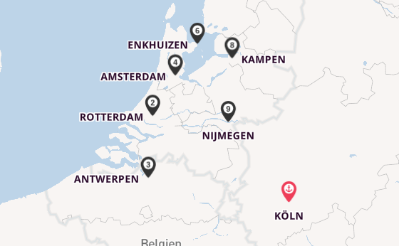 Rhein ab Köln, Deutschland auf der MS VistaSky