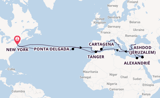 trans-Atlantisch vanaf New York, Verenigde Staten met de Volendam