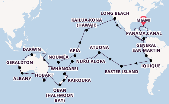 Transpacific from Miami, Florida, USA with the Seabourn Quest