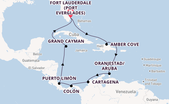 Caribbean from Fort Lauderdale (Port Everglades), Florida, USA with the Caribbean Princess