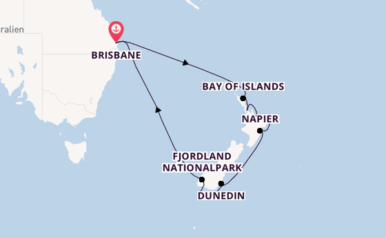 Neuseeland ab Brisbane, Australien auf der Grand Princess