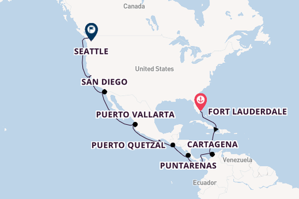 Amerikaanse Westkust vanaf Fort Lauderdale, Verenigde Staten met de Eurodam