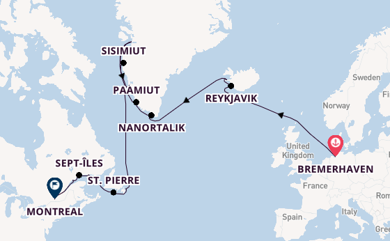 trans-Atlantisch vanaf Bremerhaven, Duitsland met de Amadea