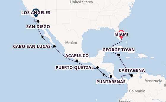 Mexican Riviera from Miami, Florida, USA with the Seven Seas Grandeur