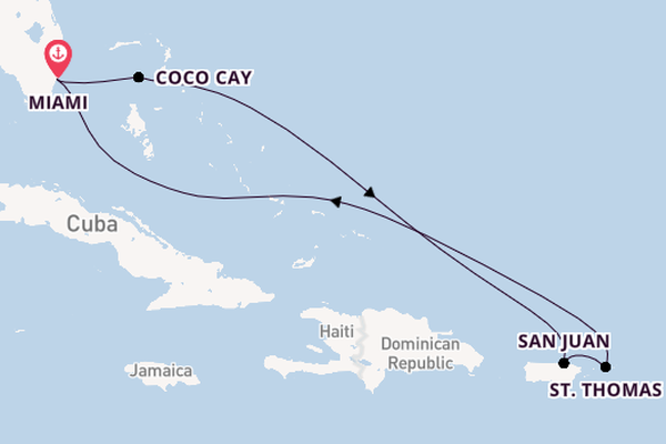 Caribbean vanaf Miami, Verenigde Staten met de Wonder of the Seas