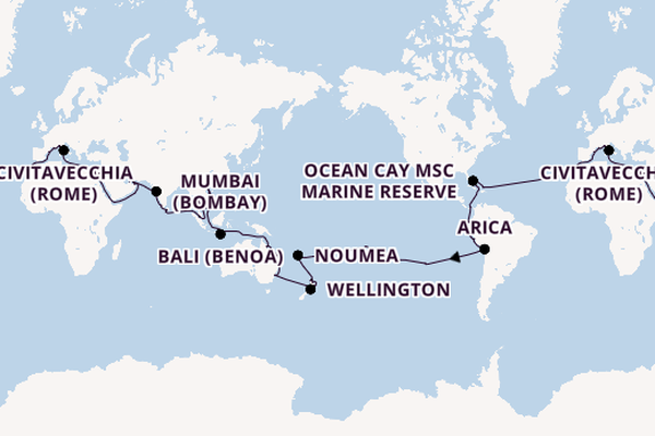 Wereldreizen vanaf Genua, Italië met de MSC Magnifica