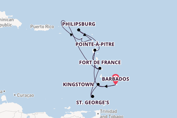 Southern Caribbean from Barbados with the MSC Virtuosa