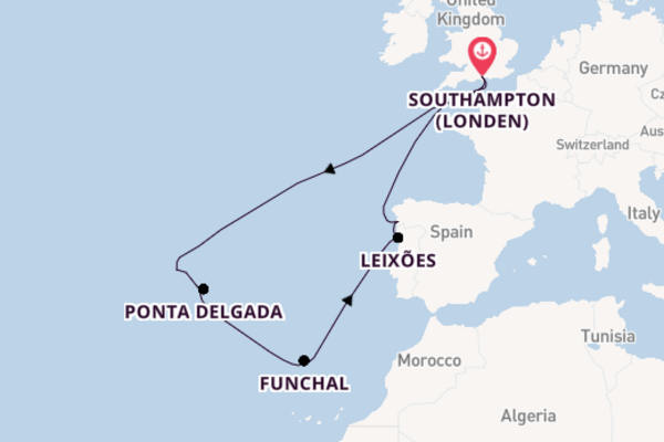 Portugal vanaf Southampton (Londen), Engeland met de Queen Victoria