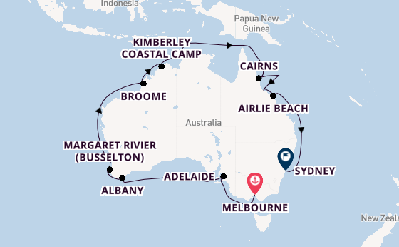 Australië vanaf Melbourne, Australië met de Grand Princess