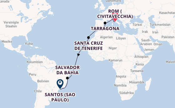 Transatlantik ab Civitavecchia (Rom), Italien auf der MSC Divina