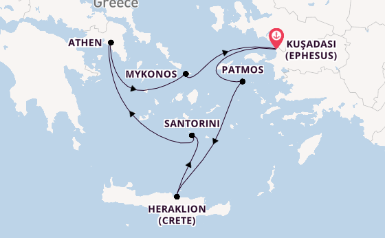 Eastern Mediterranean from Kuşadası (Ephesus), Turkey with the Celestyal Discovery